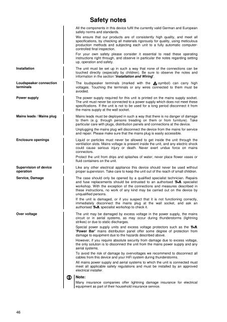 Grundeinstellungen des PA 3000 HV - T+A Elektroakustik