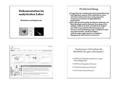 Dokumentation im analytischen Labor Problemstellung