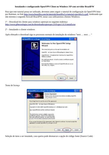 Instalando e configurando OpenVPN Client no Windows XP - BrazilFW