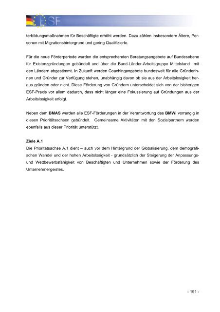 Operationelles Programm des Bundes fÃ¼r den ESF