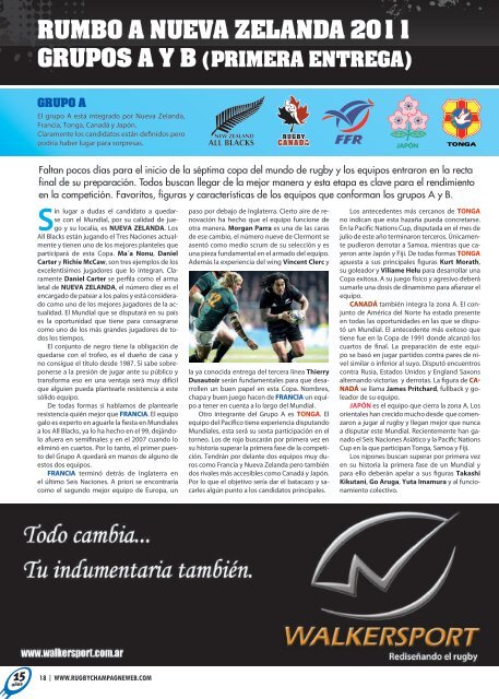 Link a la Revista RCH de Julio 2011 â N 91 - Rugby Champagne Web