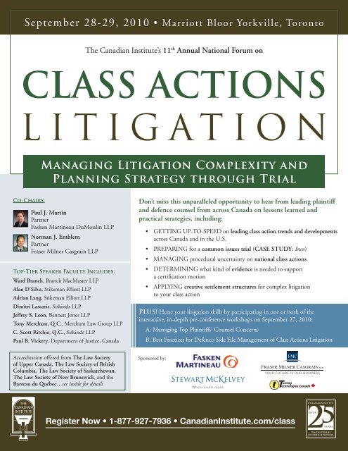 View of CLASS ACTIONS LITIGATION - Koskie Minsky LLP
