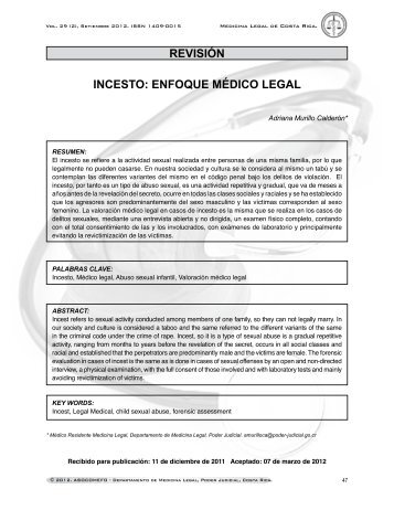 REVISIÃN INCESTo: ENFoQUE MÃDICo LEGAL