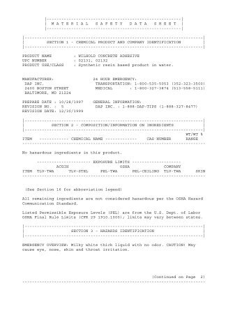 materialsafetydatashe et - Dap