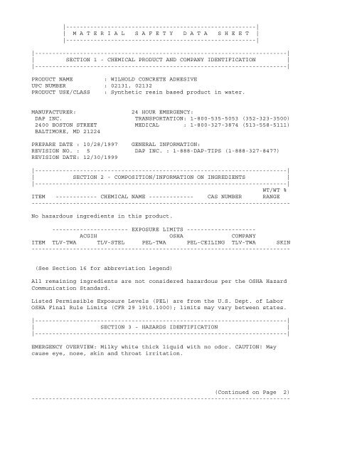 materialsafetydatashe et - Dap