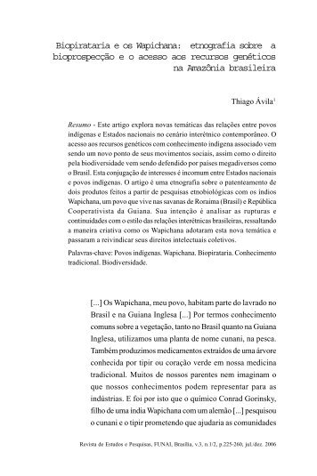 Biopirataria e os Wapichana: etnografia sobre a ... - Funai