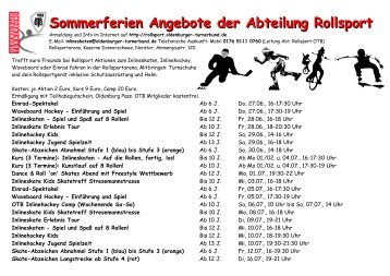 Sommerferien Angebote der Abteilung Rollsport - Oldenburger ...