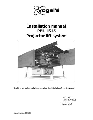 Installation manual PPL 1515 Projector lift system - Vogels24