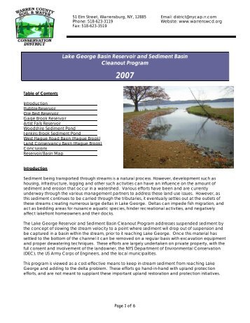 Lake George Basin Reservoir and Sediment Basin Cleanout Program