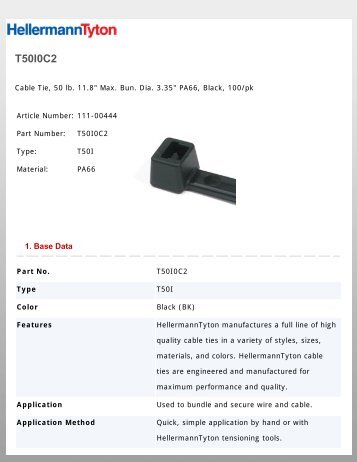 T50I0C2 - Cable Ties - HellermannTyton - Octopart