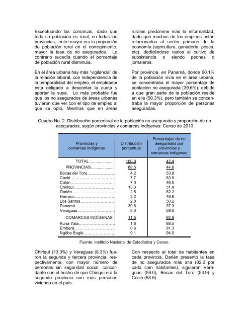 Poblacion no asegurada - Ministerio de EconomÃƒÂ­a y Finanzas