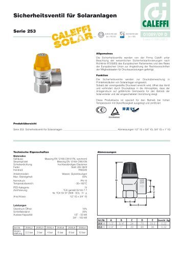 Sicherheitsventil für Solaranlagen - Caleffi