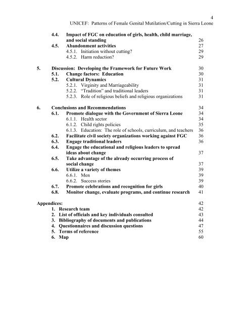 Patterns of Female Genital Cutting in Sierra Leone - Unicef