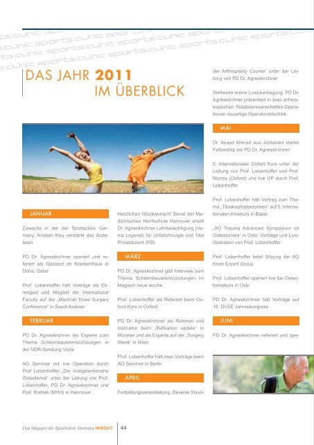 Praxismagazin Insight 1. Ausgabe - sportsclinic Germany