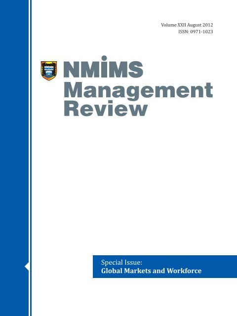 NMIMS Management Review, Special Issue on Global Markets and ...