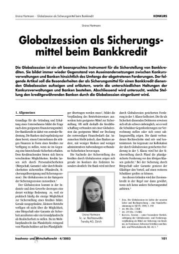 Globalzession als Sicherungs- mittel beim Bankkredit - Transliq