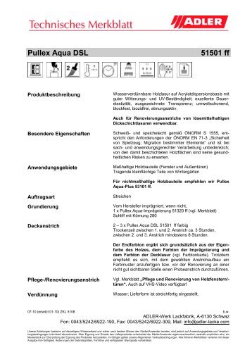 Technisches Merkblatt - ADLER - Lacke