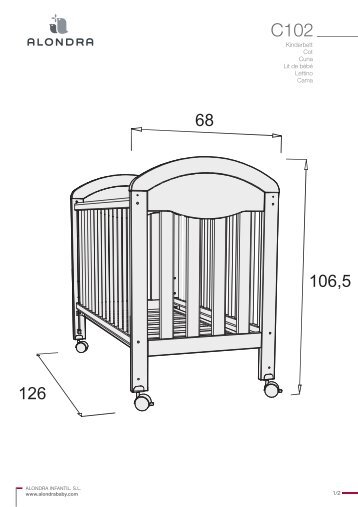 Kinderbett Cot Cuna Lit de bÃ©bÃ© Lettino Cama 1/2 - Alondra Infantil