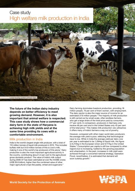 High welfare milk production in India - WSPA