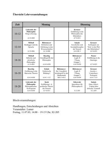 Wochenplan