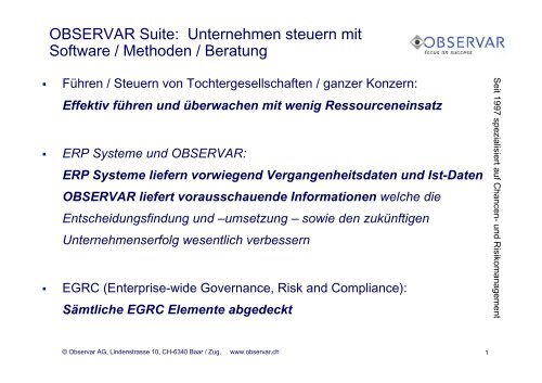 OBSERVAR Suite: Unternehmen steuern mit Software / Methoden ...