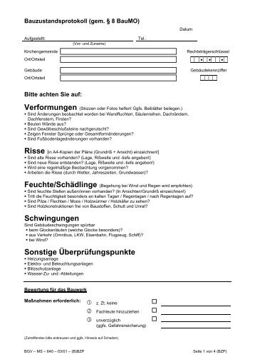 Bauzustandsprotokoll (gem. § 8 BauMO)