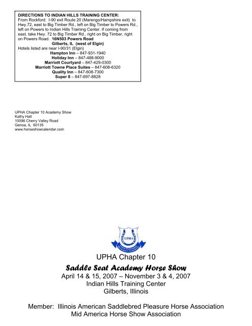 Saddle Seat Academy Horse Show - HorseShowCalendar.com
