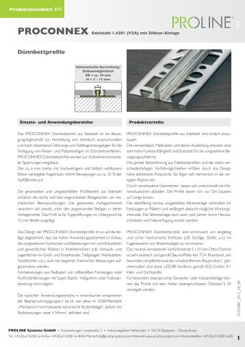 Produktdatenblatt 211 PROCONNEX Edelstahl - Proline Systems