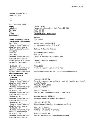 Allegato B_3/e Formato europeo per il curriculum vitae Informazioni ...