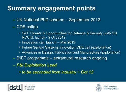 Futures and Innovation supplier event presentation - Dstl