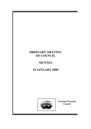 Council Minutes 19 January 2009 - Waratah-Wynyard Council