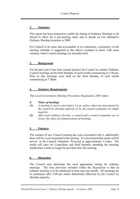 Council Minutes 19 January 2009 - Waratah-Wynyard Council
