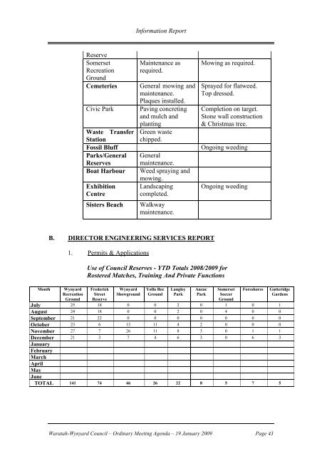 Council Minutes 19 January 2009 - Waratah-Wynyard Council