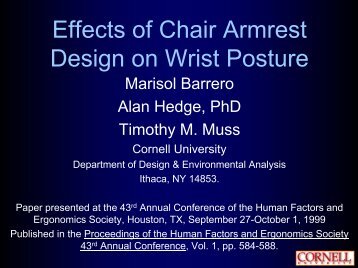 Effects of Chair Armrest Design on Wrist Posture - Cornell University ...