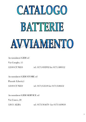 Listino batterie.pdf - ACCUMULATORI GIDI Srl