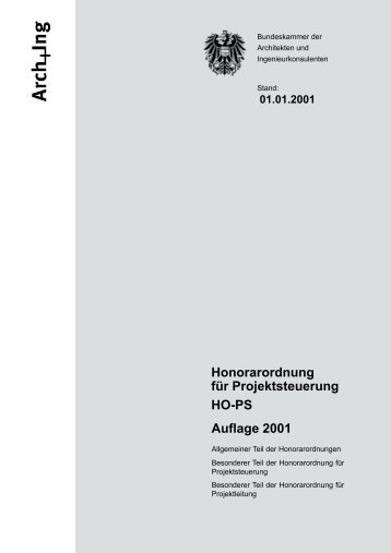 Honorarordnung für Projektsteuerung HO-PS Au.age 2001