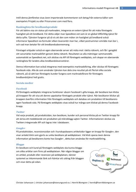 Informationsmodell & Innehållsplan för PingvinNet AB - Christer ...