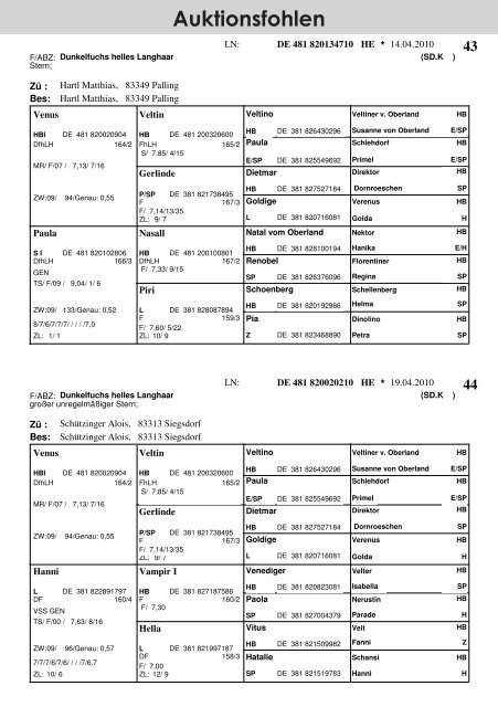 FOHLENAUKTION IN TRAUNSTEIN - Pferdezuchtverband ...