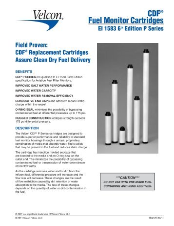 CDFÃ‚Â® Fuel Monitor Cartridges - Velcon Filters