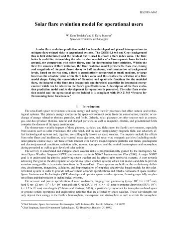 Solar flare evolution model for operational users - Space ...