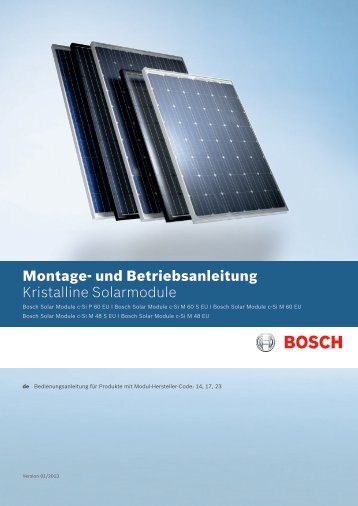 Montage- und Betriebsanleitung - Bosch Solar Energy AG