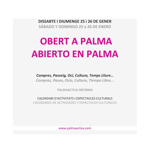 Programa dissabte 6 i diumenge 7 de juliol - Ajuntament de Palma