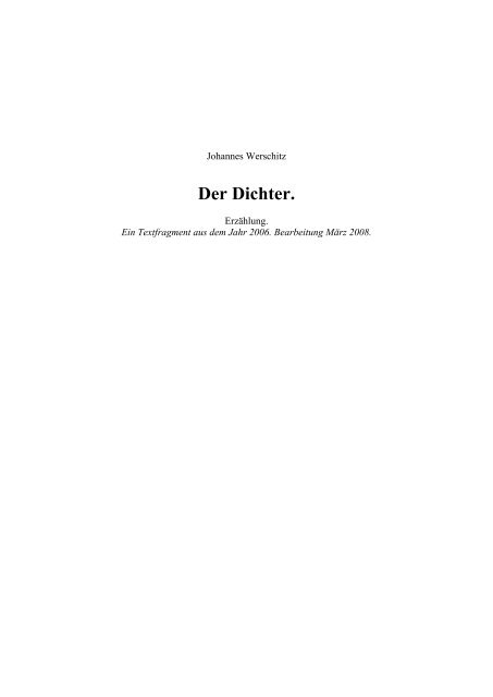 Der Dichter - johannes werschitz