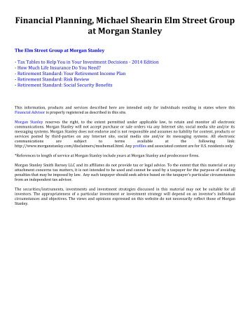 Financial Planning, Michael Shearin Elm Street Group at Morgan Stanley