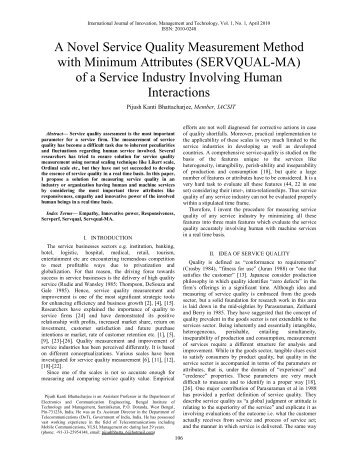 A Novel Service Quality Measurement Method with Minimum ... - ijimt