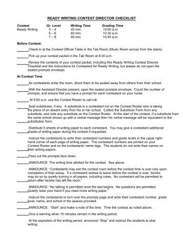 ready writing contest director checklist - The Highlands School