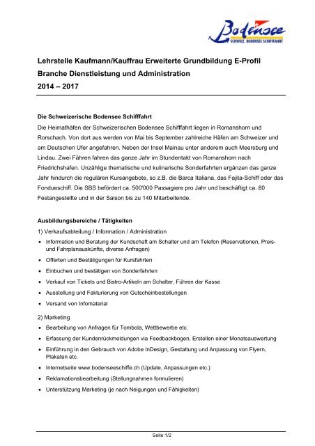 Ausschreibung KV-Lehre 2014-2017 - Schweizerische Bodensee ...