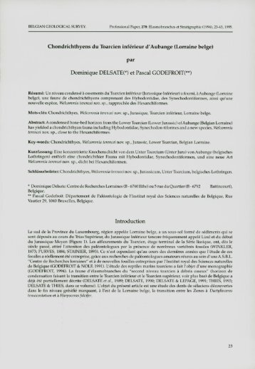 Chondrichthyens du Toarcien inférieur d'Aubange (Lorraine ... - Vliz