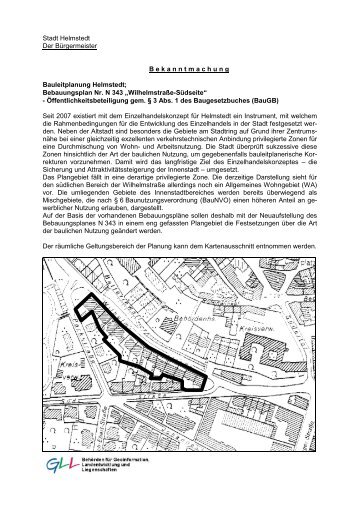 Bauleitplanung Helmstedt; Bebauungsplan N 343 - Stadt Helmstedt