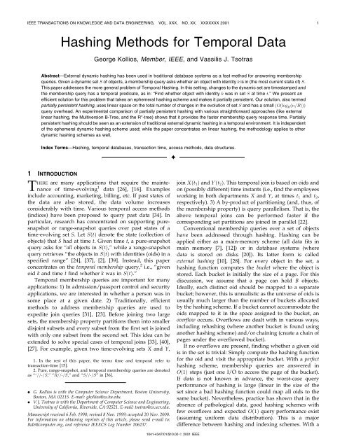 Hashing Methods for Temporal Data - Computer Science - Boston ...